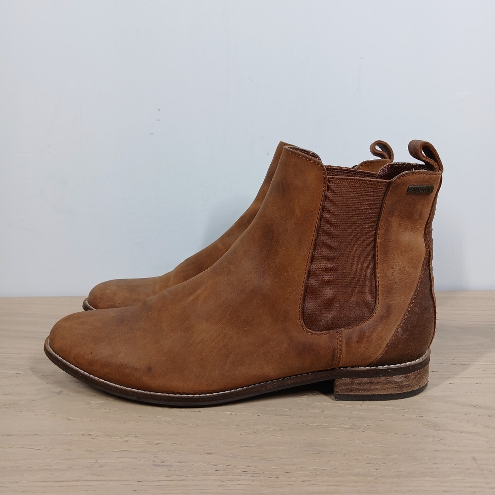 Superdry Brown Leather Chelsea Block Heel Ankle Boots‎ 997
